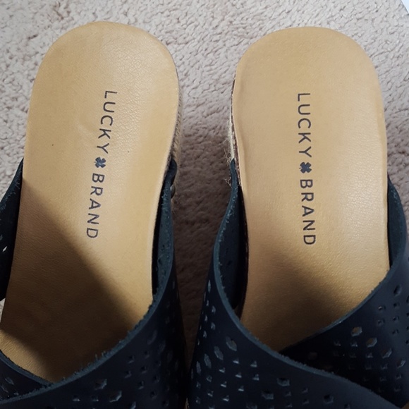 Lucky Brand leather wedge sandals size 9.5M - Picture 6 of 8